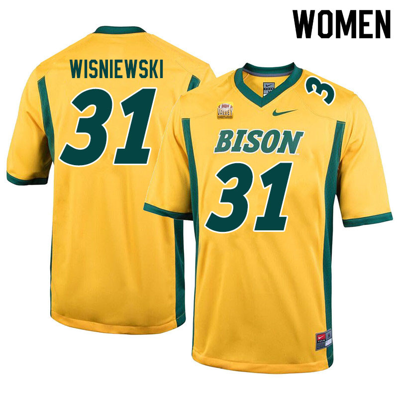 Women #31 Cole Wisniewski North Dakota State Bison College Football Jerseys Sale-Yellow